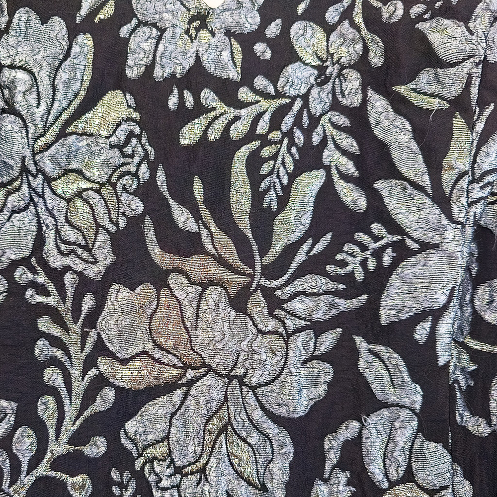 Theia Floral Slate Ballgown Dress Maxi Silver Floral $1,000 Size 8 - Picture 14 of 16